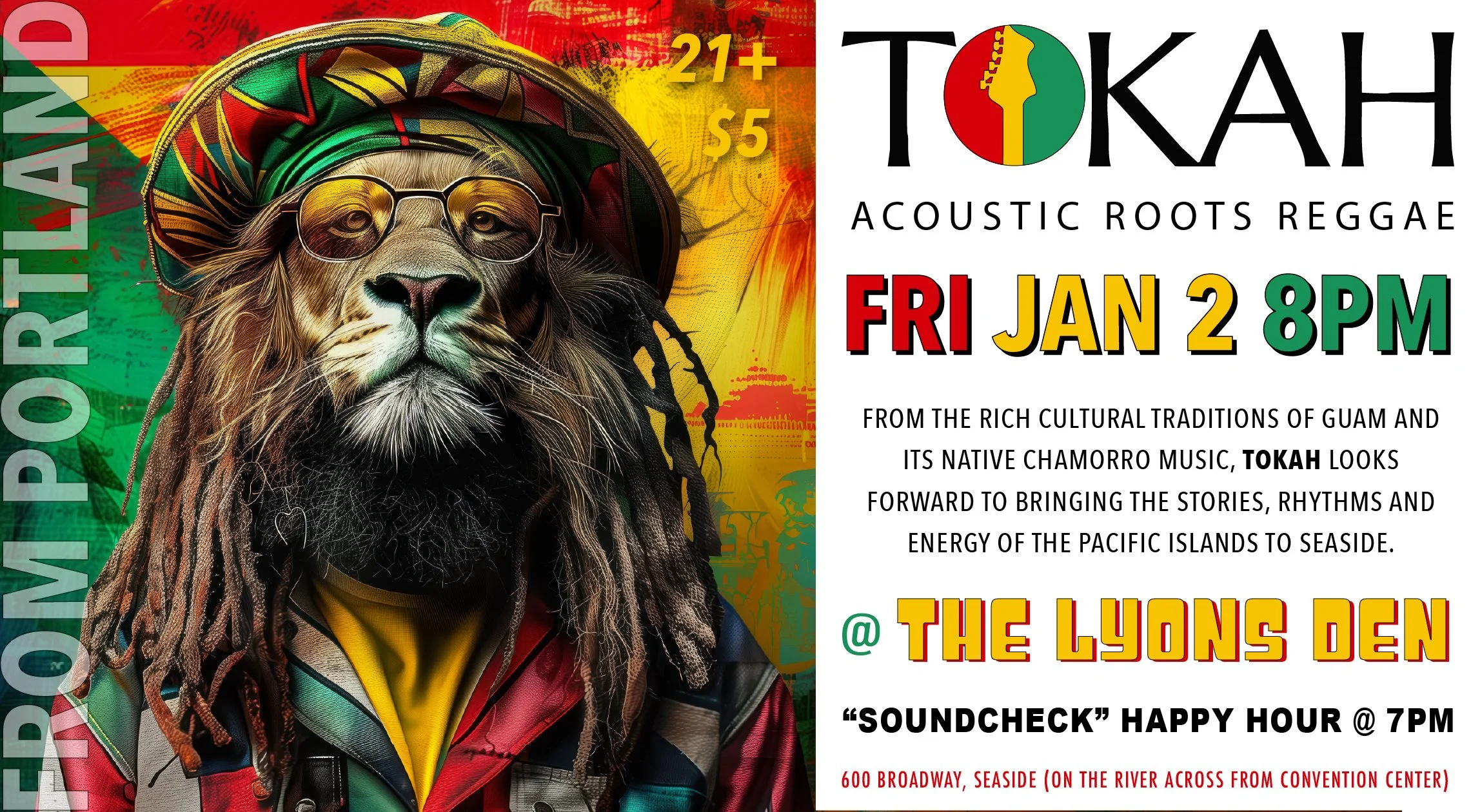 TOKAH (Roots Reggae from Portland) LIVE @ The Lyons Den — The